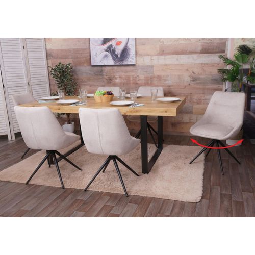 Lot De 6 Chaises De Salle À Manger Hwc-M65, Chaise De Cuisine Fauteuil Chaise, Pivotante Auto Position Métal Tissu/Textile   Crème-Beige