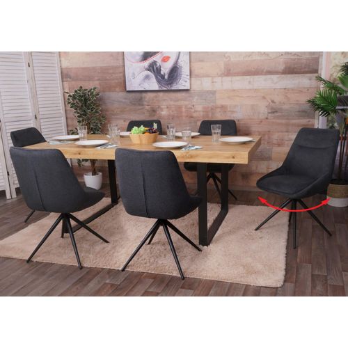 Lot De 6 Chaises De Salle À Manger Hwc-M65, Chaise De Cuisine Fauteuil Chaise, Pivotante Auto Position Métal Tissu/Textile   Anthracite