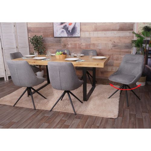 Lot De 6 Chaises De Salle À Manger Hwc-M65, Chaise De Cuisine Fauteuil Chaise, Pivotante Auto Position Métal Tissu/Textile   Gris