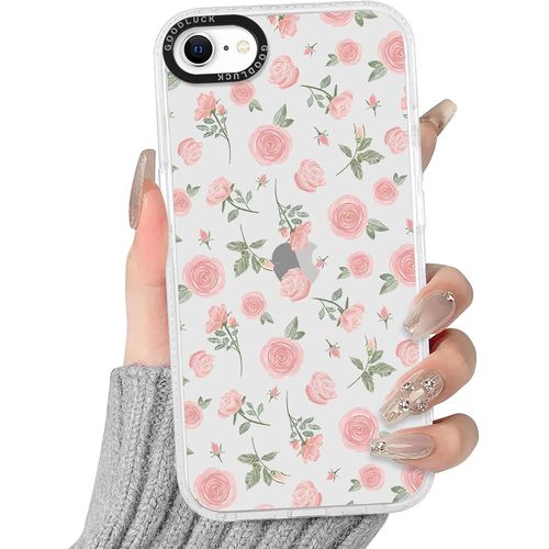Transparente Coque Pour Iphone 8/7 / Se 2020 / Se 2022, Aesthetic Fleur Roses Motif Étui Flower Design Housse Pour Filles, Silicone Cover Anti-Rayures Case Pour Iphone Se 4,7"",Mignon