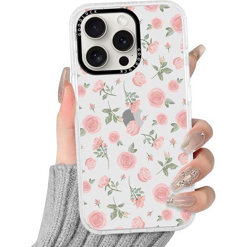 Transparente Coque Pour Iphone 16 Pro Max, Aesthetic Fleur Roses Motif Étui Flower Design Housse Pour Filles, Silicone Cover Anti-Rayures Protection Case Pour Iphone 16 Pro Max 6,9"",Mignon