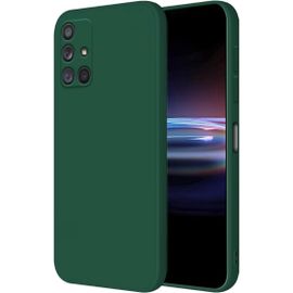 Coque Pour Samsung Galaxy A71 4g Protection Étui, (6.7"" Inches) Liquide Tpu Silicone Case Anti Rayures Ultra Mince Souple Cover En Silicone Vert Foncé