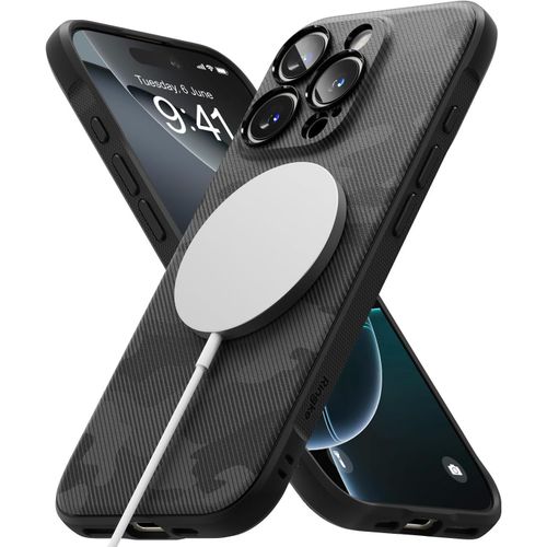 Coque Compatible Avec Iphone 16 Pro [Onyx Magnetic] Magnétique Antidérapant Antichoc Protection Flexible Ultra Fine Bumper Durable Étui Iphone 16 Pro Case Accessoires - Camo Black