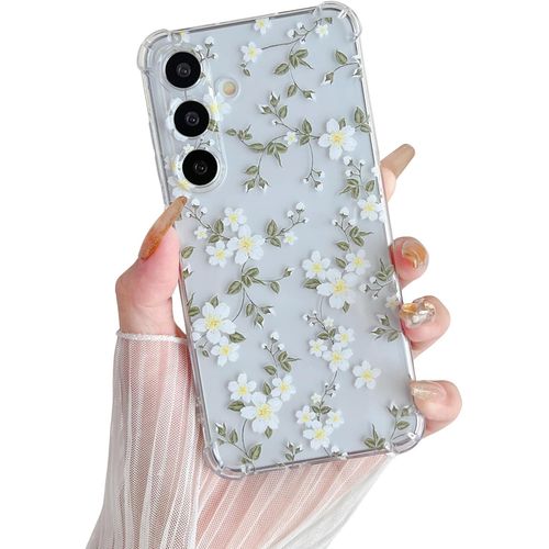 Étui Pour Samsung Galaxy A56 5g, Coque Transparente En Tpu Souple Avec Motif Fleur, Protection Ultra-Mince En Gel De Silicone Anti-Rayures Pour Samsung A56 - Grande Fleurs Blanche