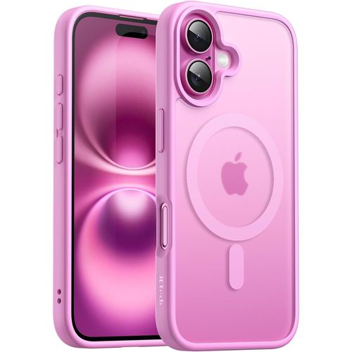 Coque Magnétique Pour Iphone 16 6,1 Pouces Compatible Avec Magsafe, Étui Housse Dos Translucide Mat Fine Antichoc (Rose)