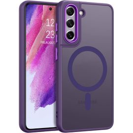 Coque Pour Samsung Galaxy S21 Fe Magnétique Etui Aimantée Avec Protection Antichoc De Grade Militaire,Dos Mat Grivé Translucide Anti Rayures Doux Pour La Peau Housse Samsung S21 Fe 5g -Violet
