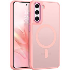 Coque Pour Samsung Galaxy S21 Fe Magnétique Etui Avec Protection Antichoc De Grade Militaire,Dos Mat Grivé Translucide Anti Rayures Doux Pour La Peau Housse Samsung S21 Fe 4g/5g -Rose
