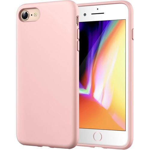 Coque Silicone Pour Iphone Se 3/2 (Modèle 2022/2020), Iphone 8/7, Protection Complète Du Corps Au Toucher Soyeux, Doublure Douce En Tissu Microfibre (Rose)