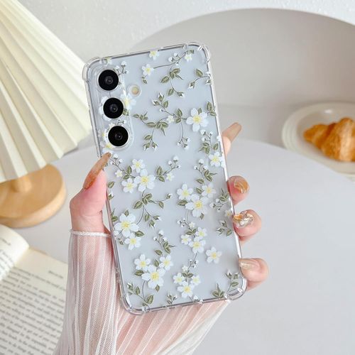 Étui Pour Samsung Galaxy A15 5g/4g, Coque Transparente En Tpu Souple Avec Motif Fleur, Protection Ultra-Mince En Gel De Silicone Anti-Rayures Pour Samsung A15 - Grande Fleurs Blanche