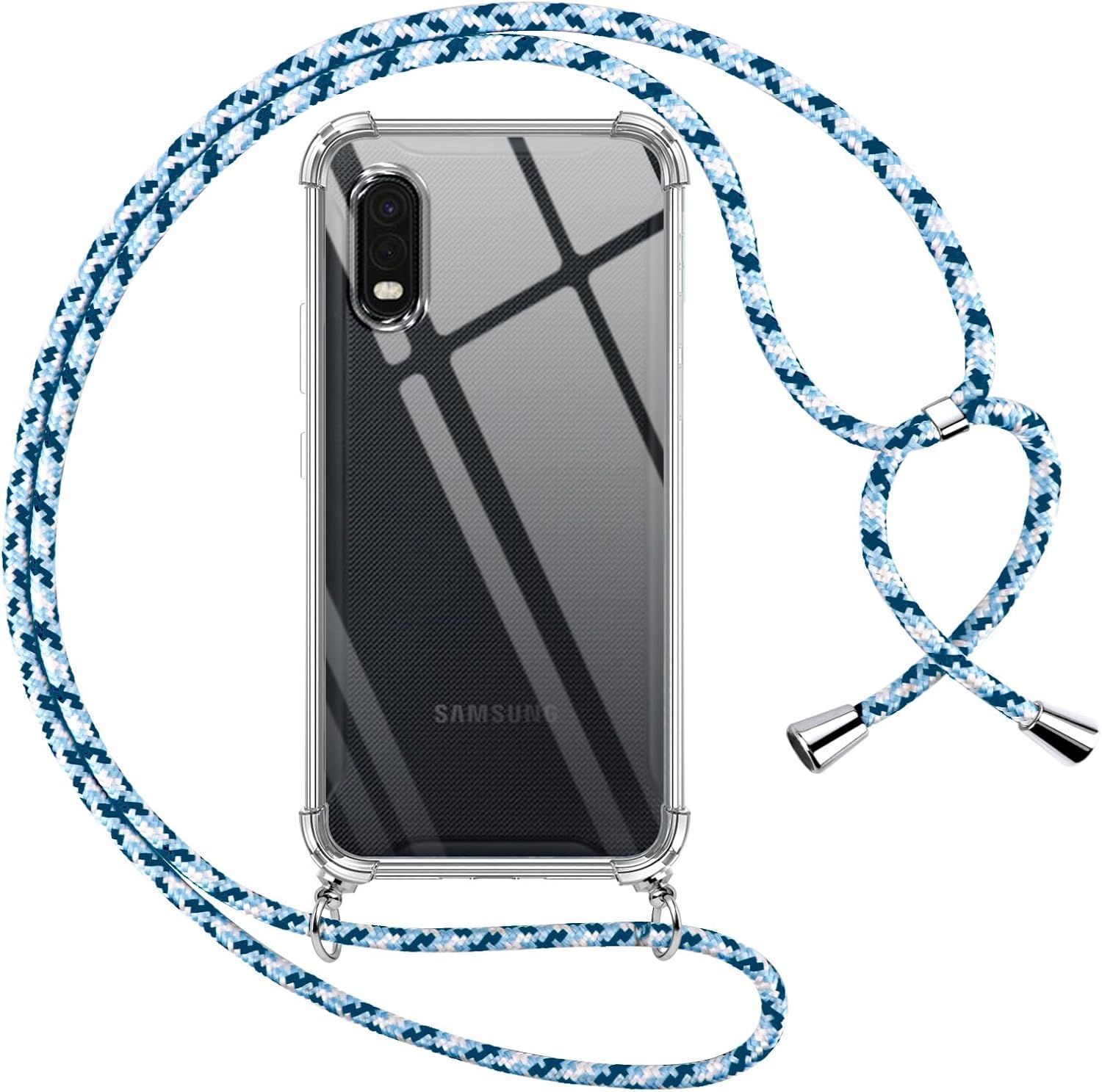 Coque Pour Samsung Galaxy Xcover Pro Avec Cordon, Transparente Silicone Housse Avec Réglable De Collier Anti-Chute Etui Pour Samsung Xcover Pro, Ètuis À Bandoulière 6.3"", Bleu