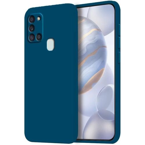 Coque Pour Samsung Galaxy A21s Protection Étui, (6.5"" Inches) Liquide Tpu Silicone Case Anti Rayures Ultra Mince Souple Cover En Silicone Bleu Saphir