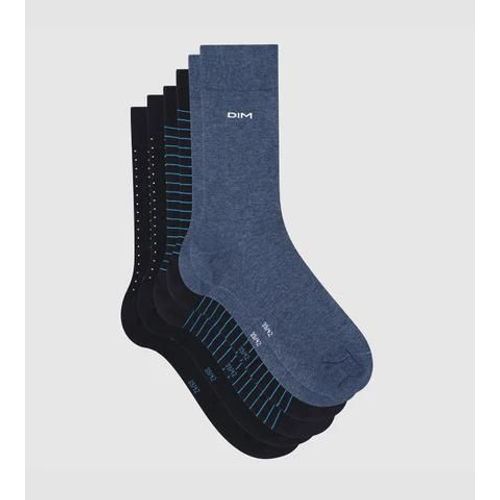 Dim Lot De 3 Paires De Chaussettes Homme Coton Rayé Pois Bleu Coton Style