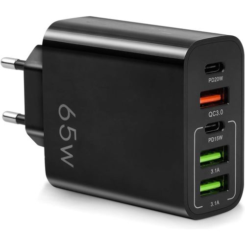 TRAHOO-Multi Chargeur 65W 5 Ports USB-C QC3.0 Adaptateur USB C PD20W Multi-Chargeur, Charge Plus Rapide et Plus sûre.Compatible avec Tous Les téléphones Mobiles, y Compris Samsun, Xiaomi, Realme, Hua