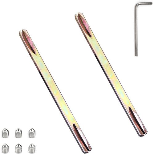 TRAHOO-Tige Poignée Carrée Fer 8 mm, 2 Pièces Tige Fendue pour Poignées, 8 x 130 mm Tige Carrée Fendue, avec Vis et Poignées, Bande Fendue à Tige Carrée, pour à Plupart Poignées de Porte