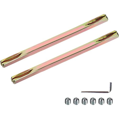 TRAHOO-Tige Poignée Carrée Fer 8 mm, 2 Pièces Tige Fendue pour Poignées, 8 x 8 x 150 mm Tige Carrée Fendue, avec Vis et Poignées, Bande Fendue à Tige Carrée, pour à Plupart Poignées de Porte