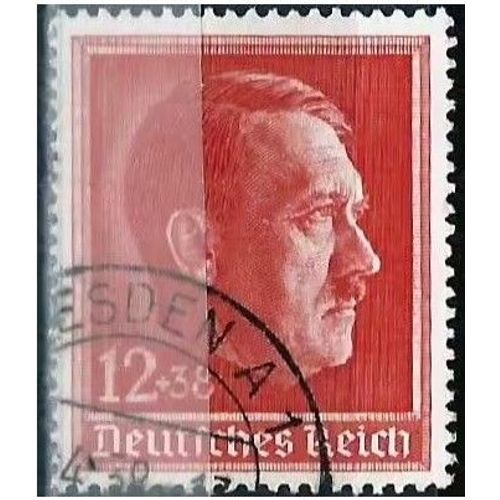 Allemagne, 3ème Reich 1938, Beau Timbre Yvert 607, 49ème Anniversaire Chancelier Hitler, 12 + 38pf Carmin, Oblitéré, Tbe. -