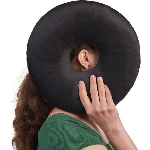 Trahoo-Oreiller Avec Trou | Soulage Douleur Des Oreilles | Oreiller De Piercing Dormir Sur Côté | Rembourrage Réglable | Oreiller Beignet | Réduit Pression Auriculaire | Piercing Pillow (Black)