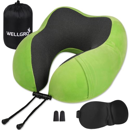 Trahoo-Coussin De Nuque Avec Masque De Sommeil 3d Et Bouchons D'oreille ¿C Housse Amovible ¿C Mousse ¿¿ M¿¿Moire De Forme ¿C Fermeture ¿¿Clair ¿C Sac De Rangement Inclus ¿C Coussin De Voyage ¿C Fuchsia