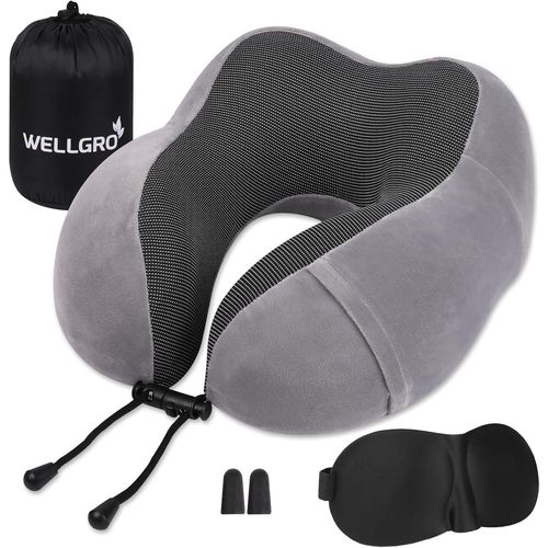 Trahoo-Coussin De Nuque Avec Masque De Sommeil 3d Et Bouchons D'oreille ¿C Housse Amovible ¿C Mousse ¿¿ M¿¿Moire De Forme ¿C Fermeture ¿¿Clair ¿C Sac De Rangement Inclus ¿C Coussin De Voyage ¿C Fuchsia
