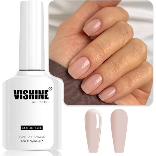 Trahoo-Vernis ¿¿ Ongles Gel Semi-Permanent Nude Jelly, 16ml Translucide Neutre Nu Soak Off Vernis Gel Uv Led Ongles Nail Art Diy Couleur E019 