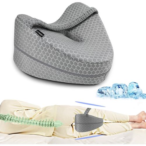 Trahoo-Oreiller De Jambe Rafraichissant Orthopédique Coussin De Genou Pour Dormeurs Latéraux Avec Mousse À Mémoire De Forme Pour Soulagement La Pression Au Dos, Hanches Et Articulaires, Gris