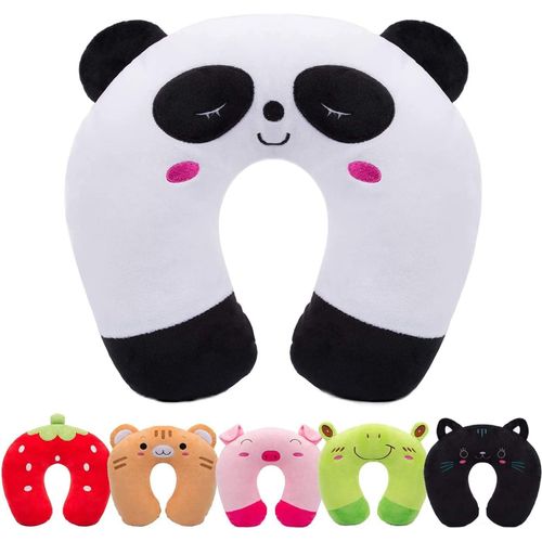 Trahoo-Oreiller De Voyage Enfant, Coussin De Cou Formé En U Coussin De Voyage Ultra-Doux, Confortable Soutien Pour La Tête Et Le Cou, Oreiller De Cou Pour Voiture Avion (Panda)