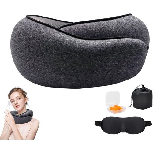 Trahoo-Oreiller Cervical Avion, Oreiller De Voyage En Mousse À Mémoire De Forme, Oreiller Cervical Orthopédique, Oreiller Cervical De Voyage Avec Masque De Sommeil, Oreiller De Voyage Ergonomique