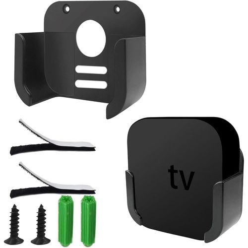 TRAHOO-Support de Montage Mural App Le TV, Support Mural pour Boîtier de Télévision, Support de Fixation Murale pour TV Box, Compatible avec App Le TV 4K et Toutes Les Générations d'apple TV (Noir)