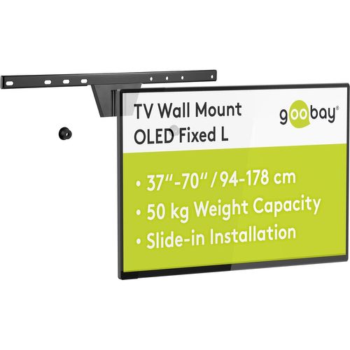 TRAHOO-Goobay 49949 Support Mural pour téléviseur OLED Fixed (L), 37"" à 70"" (94-178 cm), 50 kg, Montage Facile et sûr, Noir, Norme VESA