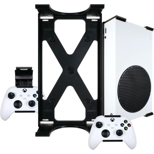 Trahoo-Support Mural Et Contrôleurs Xbox Series S Par - Se Monte Solidement Sous Le Bureau - Design Signature X - Vis Et Fixations Incluses - Fabriqué Au Royaume-Uni - Plastique - Noir