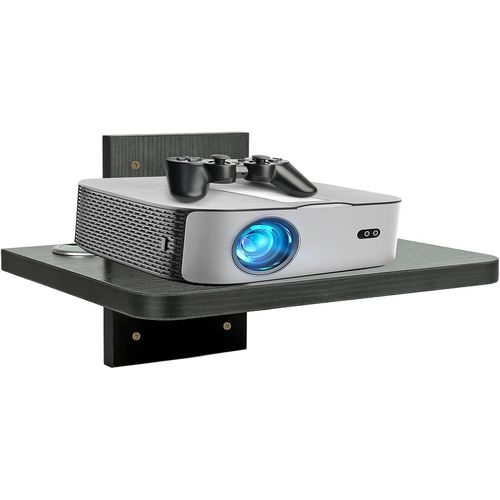 TRAHOO-Étagère Flottante pour boîtier de câble TV, Support Mural pour projecteur, Support média de Divertissement, étagère DVD, pour PS4/décodeur de câbles/lecteurs DVD/Console de Jeu (Noir 1Couche)