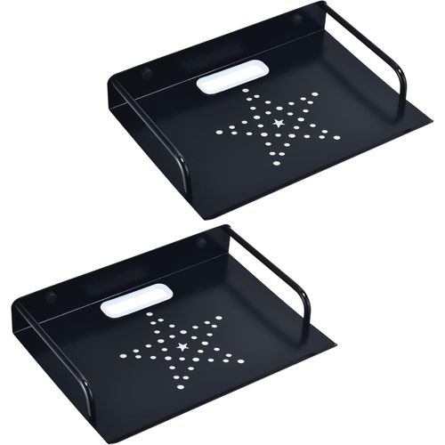TRAHOO-Étagère Murale en Métal pour Routeur, Projecteur, Noir Étagère Flottante, Support Mural pour Boîtes De Câble, Decodeur, Consoles De Jeux, Lecteurs DVD (2PCS, Petite)