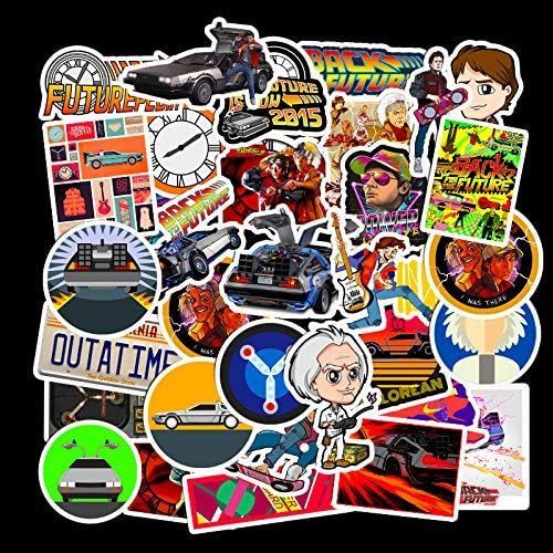 Trahoo-Lot De 50 Autocollants Back To The Future Pour Bouteilles D'eau, Ordinateur Portable, Téléphone, Guitare, Skateboard, Ordinateur, Film, Vinyle, Imperméable, Esthétique, Pour Adolescents, Enfan