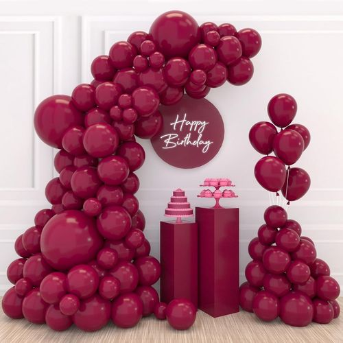 TRAHOO-Ballon Bordeaux, 110 Ballon Anniversaire Rouge Vin, Kit Arche Ballon Anniversaire Bordeaux, Arche Ballon pour Anniversaire, Décoration Mariage Fiançailles Baby Shower(Ballon Bordeaux 18/12/10/
