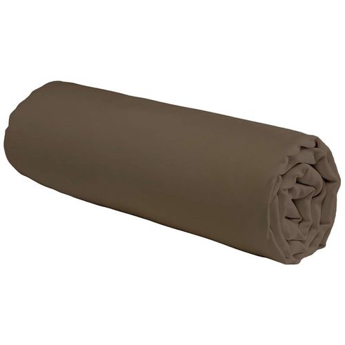 Drap Housse Coton Uni Bonnet 25cm Taupe 90x200cm