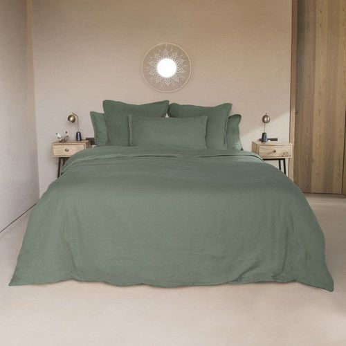Drap Housse Lin Lavé Pistache 200x200x40