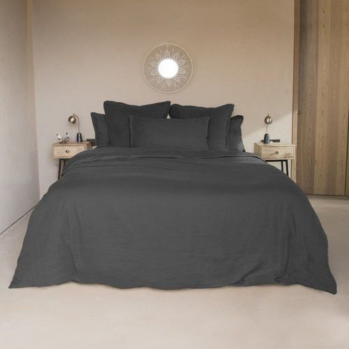 Drap Housse Lin Lavé Ardoise 140x190x30