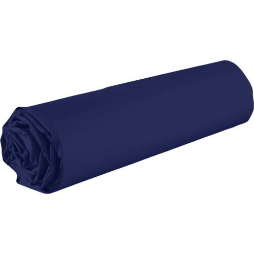 Drap Housse Coton Bleu Marine 160x200 Bonnet 30 Cm