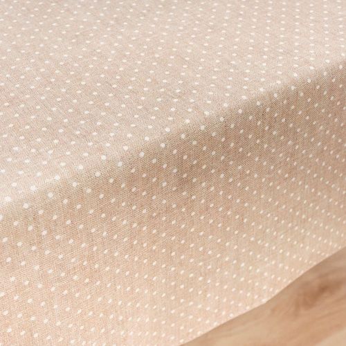 Nappe Enduite Anti-Taches 100% Coton Beige 300x140 Cm