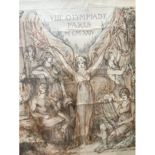 Diplôme Viiie Olympiade Paris 1924 Sport Momorablia Gravure Affiche Originale