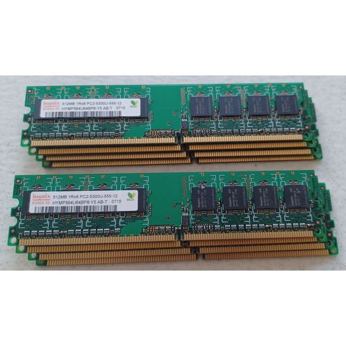 lot de 8 barrettes RAM 512 Mo PC2 - Hynix