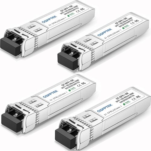 4Pack 10GBASE-SR SFP+ Transceiver LC Mini-GBIC Multimode 850nm,300M,DDM 10G SFP+ Module for Cisco SFP-10G-SR,Ubiquiti UF-MM-10G,Netgear,Mikrotik,D-Link,Supermicro,Linksys