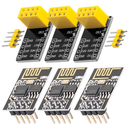 3 x ESP8266 ESP-01S Module émetteur-récepteur série sans Fil WLAN WiFi avec Adaptateur pour Breadboard Compatible avec Arduino et Raspberry Pi y Compris Un eBook