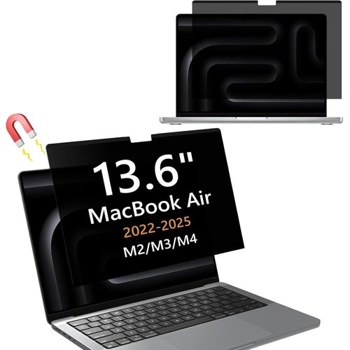 Magnétique Filtre de Confidentialité pour MacBook Air 13,6 Pouces 2022-2025 (M4/M3/M2),Filtres d'écran pour Ordinateur Portable,Amovible,Anti-Espion,Anti-éblouissement,Anti-Rayures