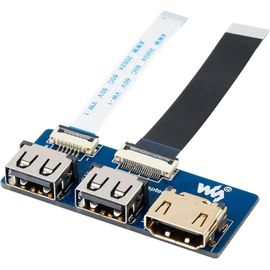 Adaptateur USB HDMI pour CM4-IO-BASE,Convertisseur USB 2.0 vers HDMI avec 2×USB 2.0 Ports,1×HDMI Ports,1×USB 2.0 FFC Connecteur,1×HDMI FFC Connecteur