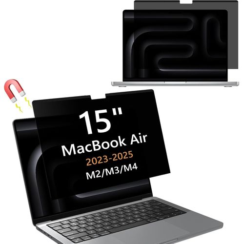 Magnétique Filtre de Confidentialité pour MacBook Air 15 Pouces 2023-2025 (M4/M3/M2),Filtres d'écran pour Ordinateur Portable,Amovible,Anti-Espion,Anti-éblouissement,Anti-Rayures