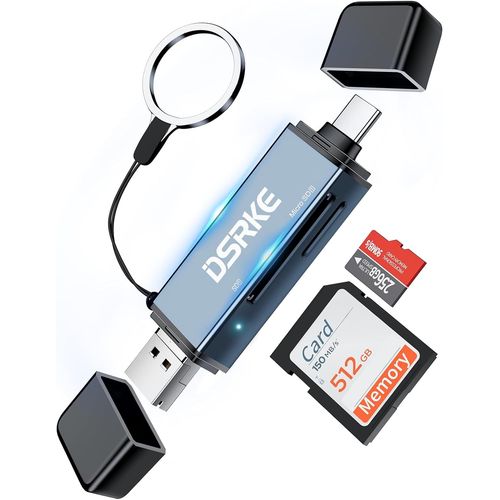 Lecteur Carte SD Micro USB/USB C, 3 en 1 Lecteur de Carte mémoire OTG Adaptateur de Lecteur de Carte SD en Aluminium pour Mac,Macbook,iPhone 15,Camera,Android Phones,PC,Laptop,Computer