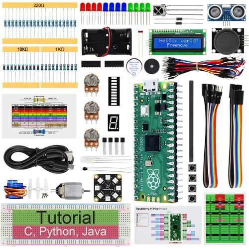 Super Starter Kit for Raspberry Pi Pico (Included),Dual-Core Arm Cortex-M0+ Microcontroller,588-Page Detailed Tutorial,177 Items,94 Projects,Python C Java Code