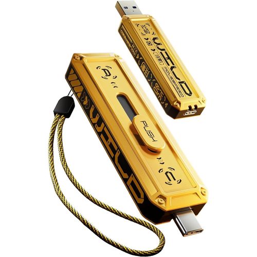 Clé USB 128 Go,Vitesse de Lecture et d'écriture de 1 000 Mo/s,USB 3.2 Gen2 + Interface Type C,Disque Dur Externe avec Design à Poussoir en 3 étapes et lanière,pour iPhone 15 Gamme
