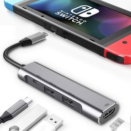 Hub multiport AV numérique USB Type C vers HDMI,Adaptateur USB-C (USB3.1) Chargeur PD pour Nintendo Switch,Station d'accueil HDMI 4K Portable pour Samsung Dex Station S22/S21